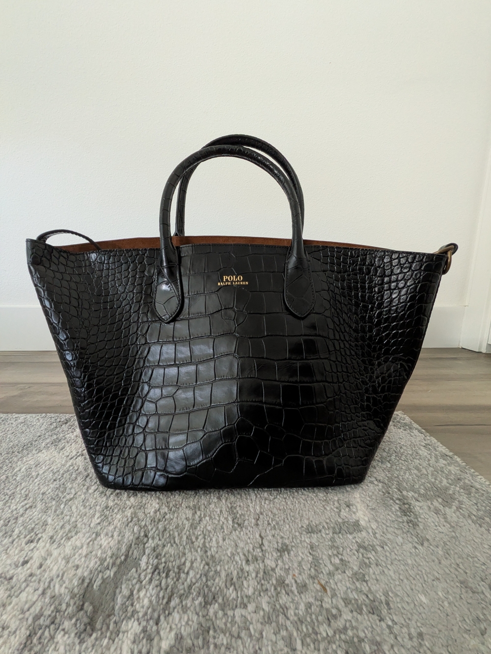 Polo Ralph Lauren Black Croc Tote